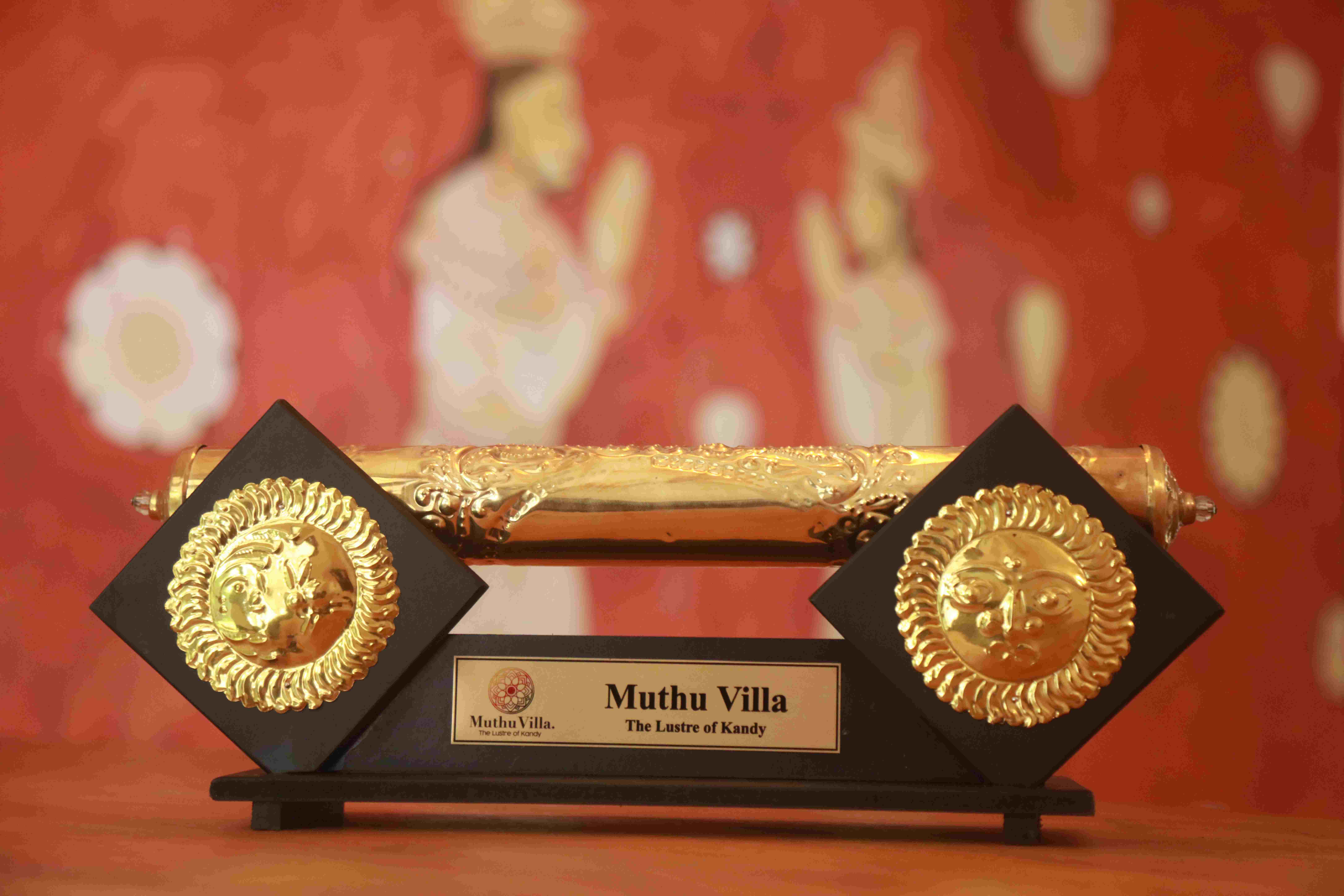 Close-up of traditional Kandyan artwork or decor at Muthu Villa